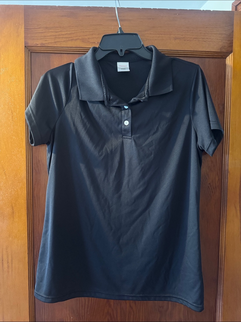 Hanes Women’s Black Short-Sleeve Polo Jersey